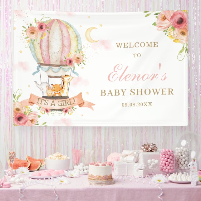 Banderoles Balloon à air chaud Floral Baby shower animal Cont (Fête)