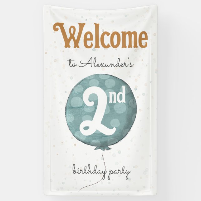 Banderoles Balloon moderne simple 2e anniversaire Bienvenue (Vertical)