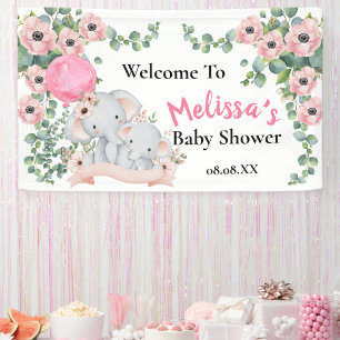 Banderoles Balloon rose verdure Elephant Bienvenue en toile d