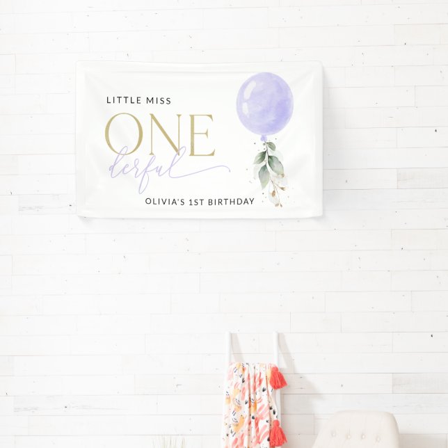 Banderoles Balloon violet, verdure, premier anniversaire Bien (Insitu)
