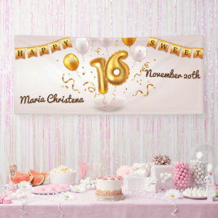 Banderoles Balloons Anniversaire 16 Ans Golden Glow Doux