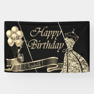Banderoles Balloons de robe à paillettes dorées modernes, ver