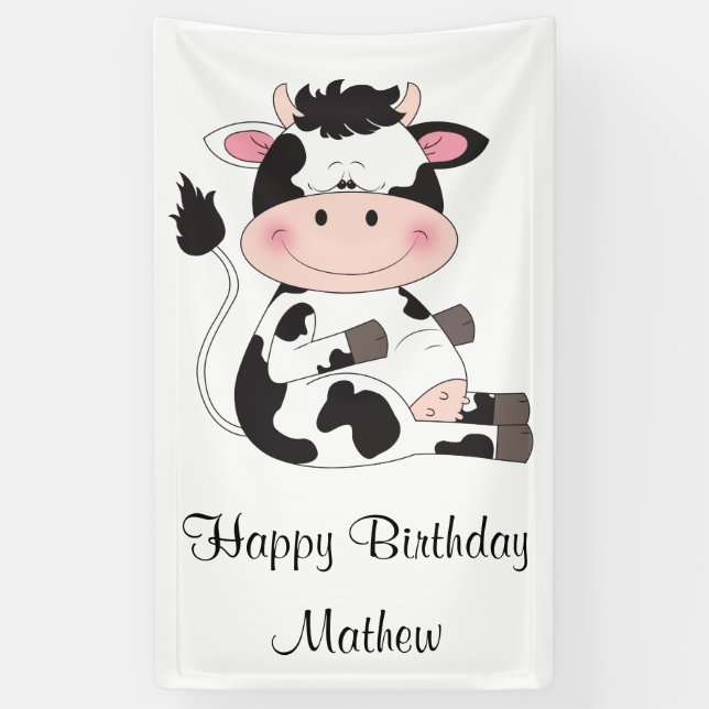 Banderoles Bande dessinée mignonne de vache à bébé (Vertical)