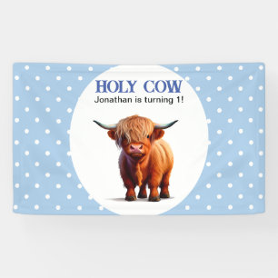 Banderoles Bandeau bleu Highland Cow