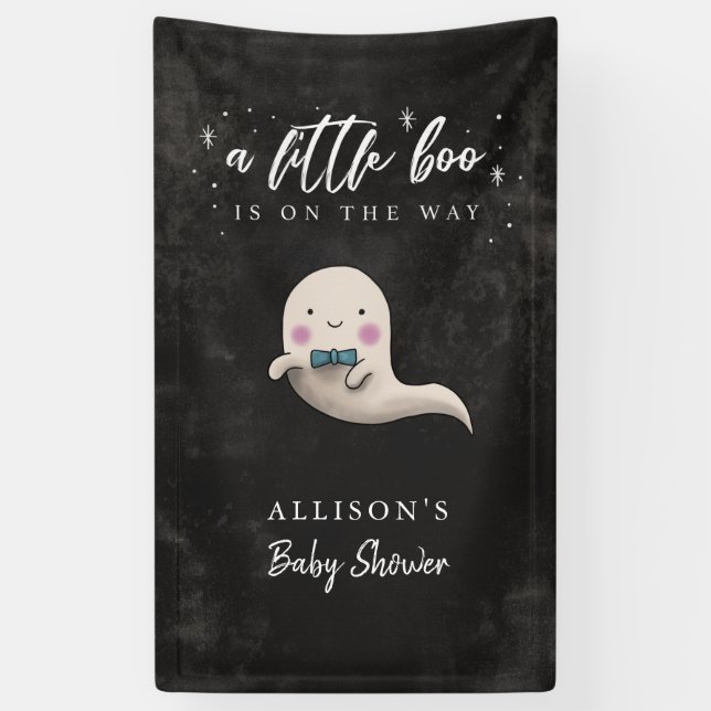 Banderoles Bandeau de Baby shower éffrayant Little Boo Boo (Vertical)