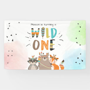 Banderoles Bandeau de fond Wild one Table Tribal Woodland