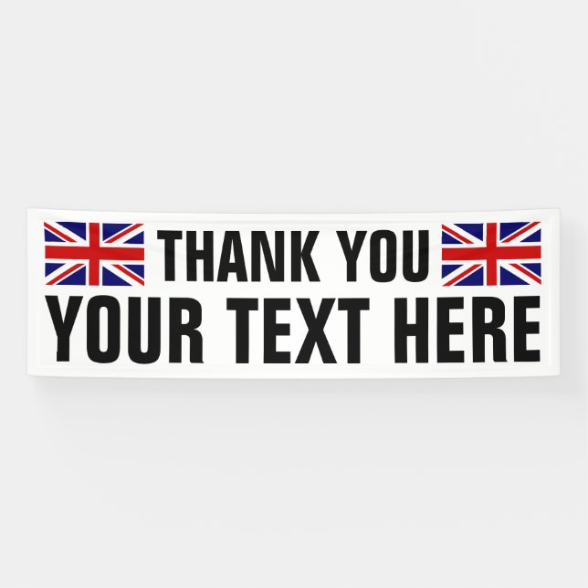 Banderoles Bandeau de Merci personnalisé avec drapeaux anglai (Horizontal)