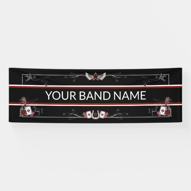 Banderoles Bandeau de tatouage de musique Rockabilly (Horizontal)