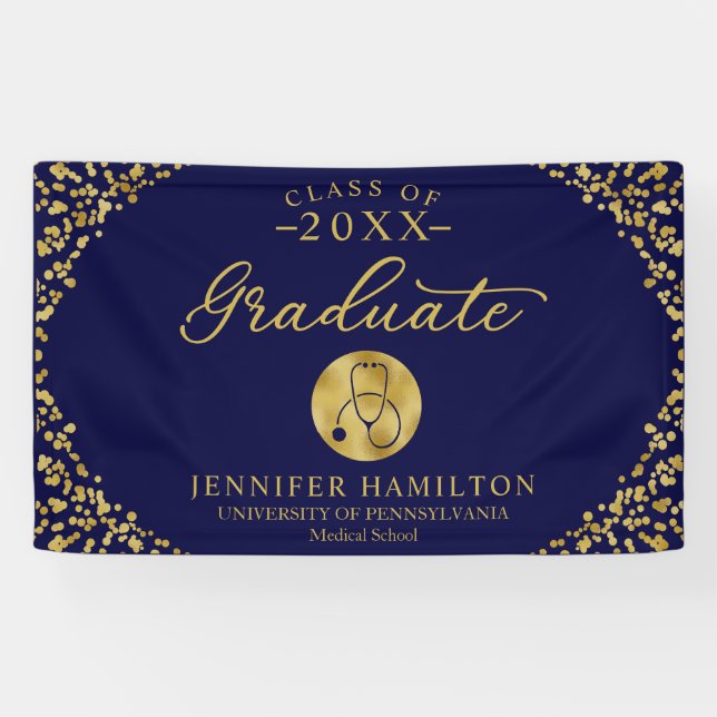 Banderoles Bandeau publicitaire de l'école Médicale Blue Gold (Horizontal)