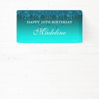 Banderoles Bandeau Turquoise personnalisée Parties scintillan