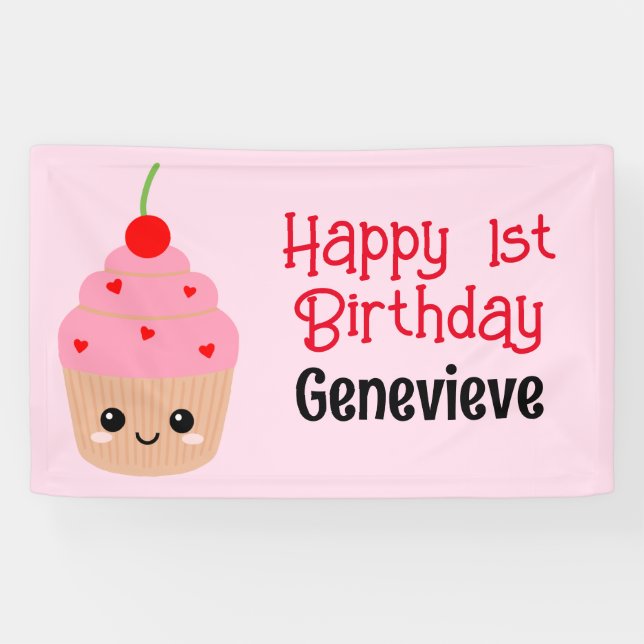 Banderoles "Bannière Anniversaire de enfant Cupcake, tous les (Horizontal)