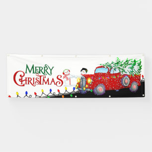Banderoles Bannir Noël Camion de campagne et Arbre