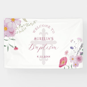 Banderoles Baptême fleur sauvage