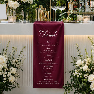 Banderoles Bar à boissons de mariage à calligraphie bourguign