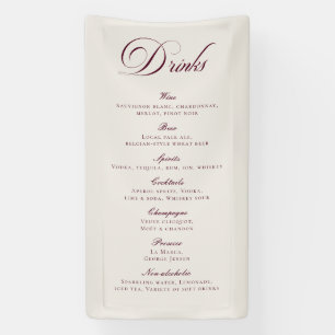 Banderoles Bar à boissons de mariage à calligraphie bourguign