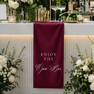 Banderoles Bar à boissons ouvert de mariage à calligraphie bo