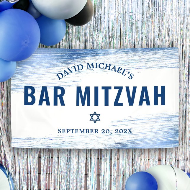 Banderoles Bar Mitzvah Bold Moderne Marine Typographie Blue F (Créateur téléchargé)