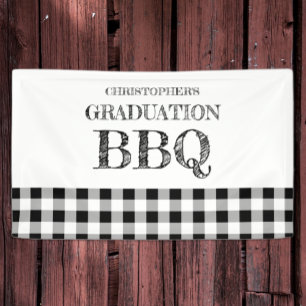 Banderoles Barbecue de fin d'études à carreaux