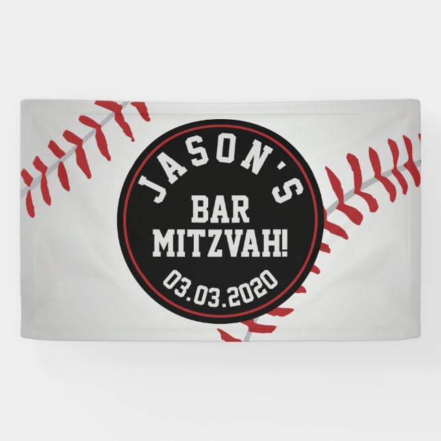 Banderoles Baseball Bar Mitzvah (Horizontal)