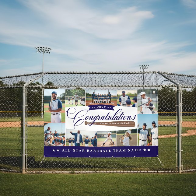 Banderoles Baseball Season Team Congratulations Photo Collage (Baseball Season Team Congratulations Photo Collage Banner)