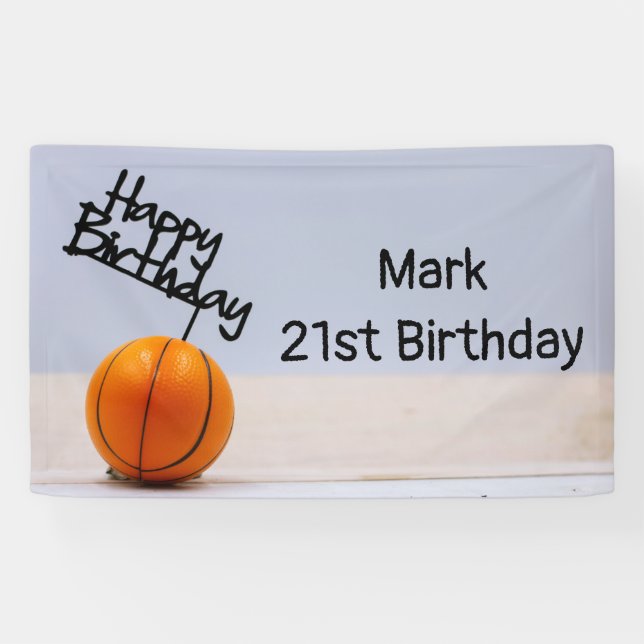 Banderoles Basket-ball avec joyeux anniversaire sur un arrièr (Horizontal)