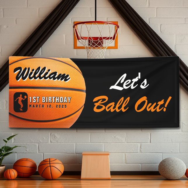 Banderoles Basket-ball Sortons la fête d'anniversaire (Basketball Let's Ball Out Birthday Party Banner
)