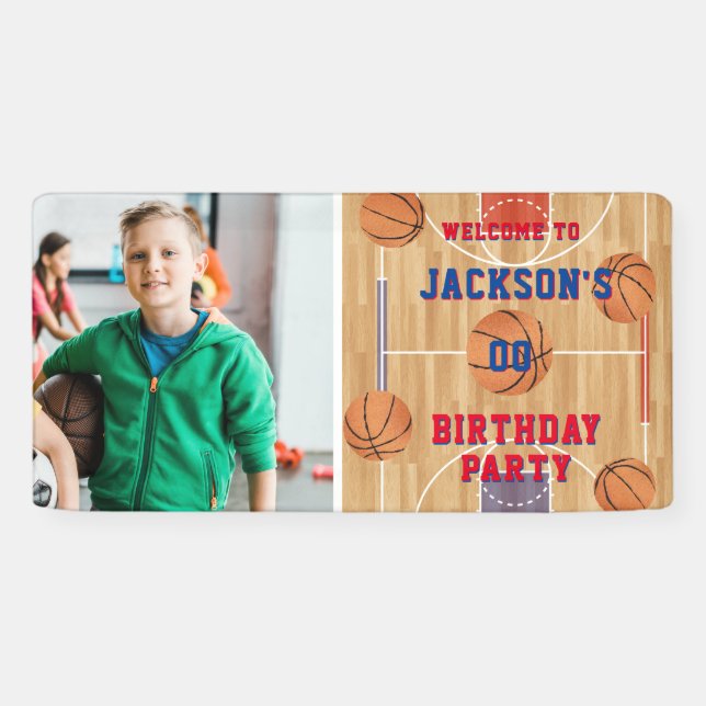 Banderoles Basketball Anniversaire de la fête Photo (Horizontal)