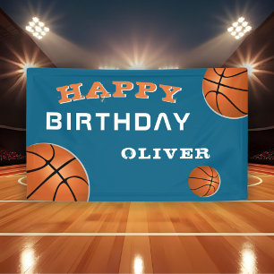 Banderoles Basketball Ball Blue Sports Anniversaire