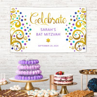 Bat Mitzvah Violet Or à Feuille de Style Arbre de