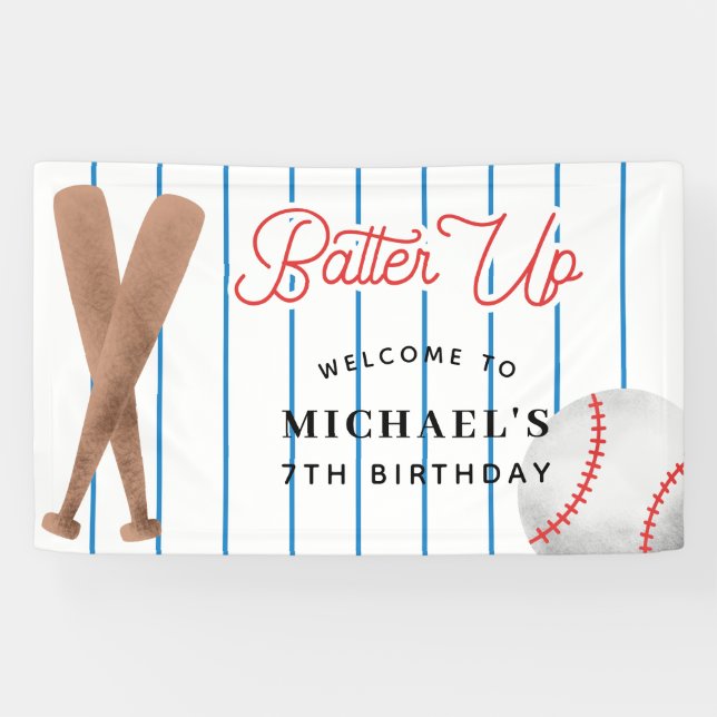 Banderoles Batte Up Red Blue Baseball fête d'anniversaire (Horizontal)