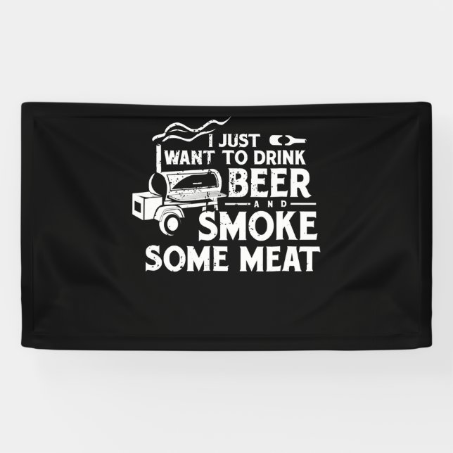 Banderoles BBQ Fumer Pitmaster Cadeau Boire Bière Fumer Viand (Horizontal)
