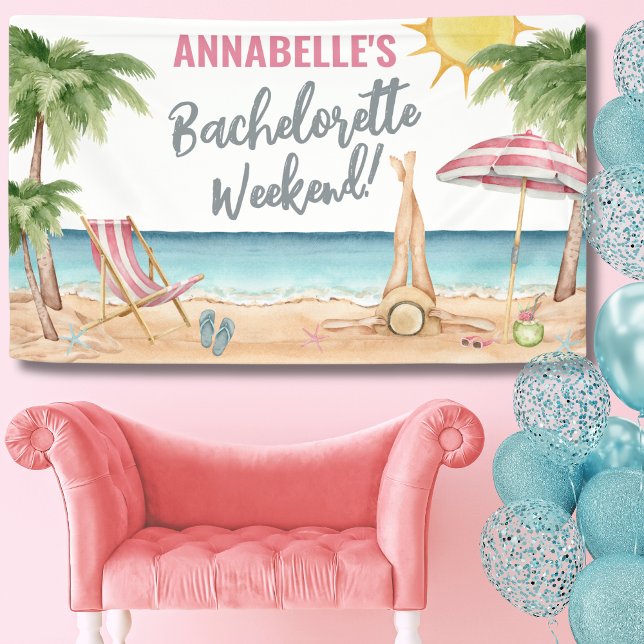 Banderoles Beach Bachelorette (Watercolor Beach Bachelorette Party Banner)