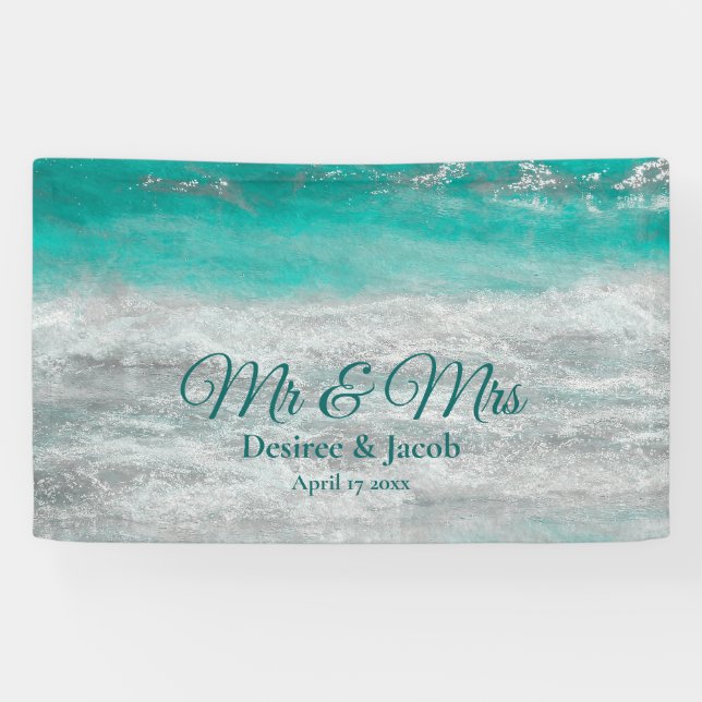 Banderoles Beach Blue Tropical Ocean Mariage (Horizontal)
