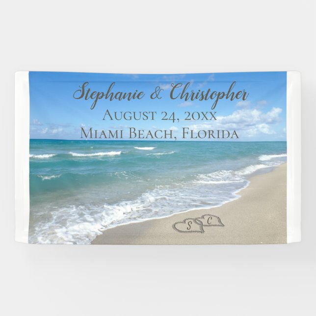 Banderoles Beach Wedding Hearts (Horizontal)