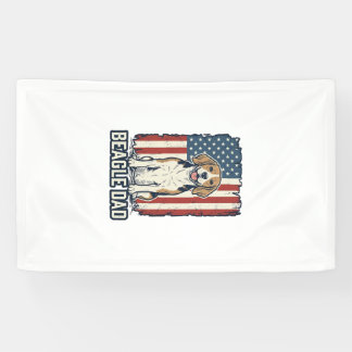 Banderoles Beagle Dad Patriotic Vintage Engraving Dog Design_