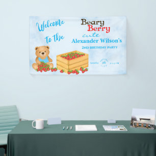 Banderoles Beary Berry Cute Blue Strawberry Cute Bienvenue