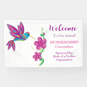Banderoles Beau colibri et fleurs Abstraits