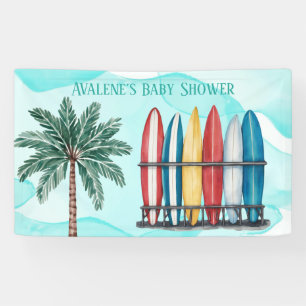 Banderoles Bébé à bord surf Baby shower Turquoise