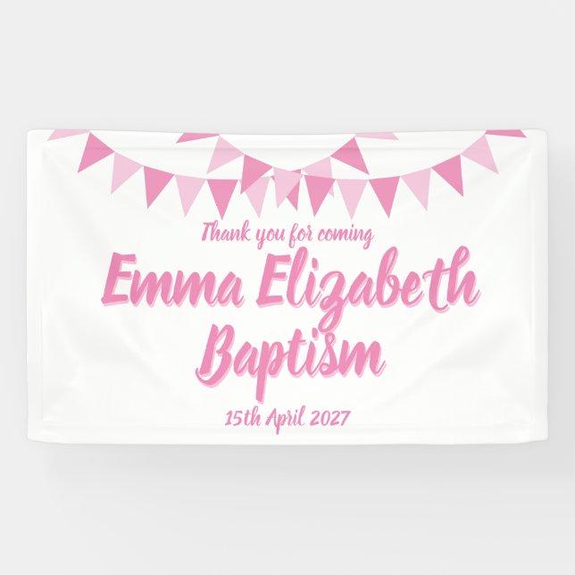 Banderoles Bébé Baptême rose Baptême Favorise (Horizontal)