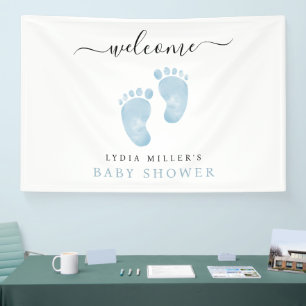Banderoles Bébé bleu pieds Baby shower Affiche de bienvenue b