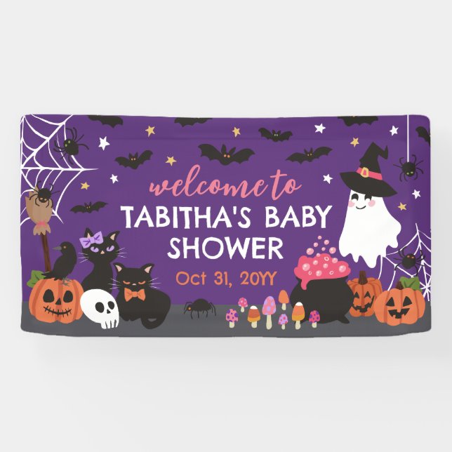 Banderoles Bébé brasse Halloween Fille Baby shower Bienvenue (Horizontal)