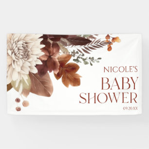 Banderoles Bébé Brun Bourgogne en Fleur Fête de Naissance Flo