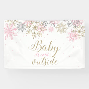 Banderoles Bébé C'est froid Hors de rose parties scintillant 