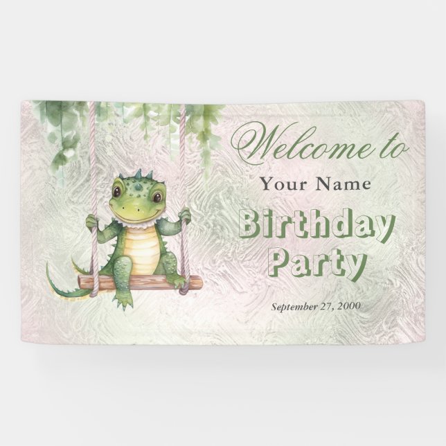 Banderoles Bébé Crocodile Accueil d'anniversaire (Horizontal)
