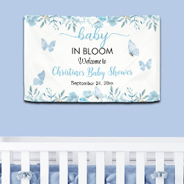 Banderoles Bébé dans le Baby shower Floral Bleu en Fleur