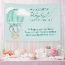 Bébé Eléphant-Pale Vert Hot Air Douche Balloon