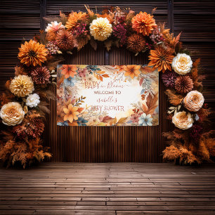 Banderoles Bébé en fleurs cadre floral d'automne Baby Shower