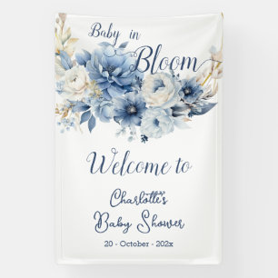 Banderoles Bébé en fleurs élégantes Fleurs bleues Baby Shower