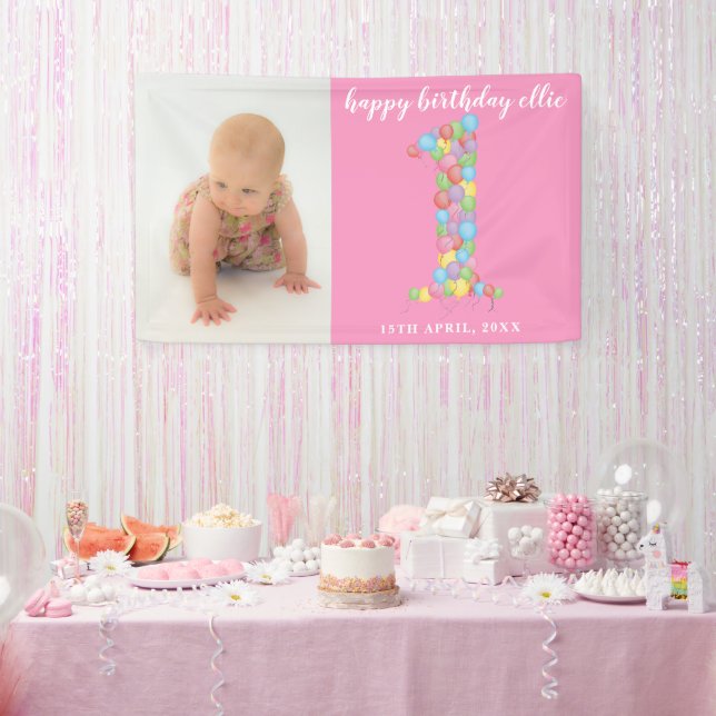 Banderoles Bébé Garçon 1er Anniversaire Ballons Numéro Un (Fête)
