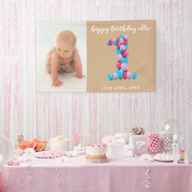 Banderoles Bébé Garçon 1er Anniversaire Ballons Numéro Un (Fête)